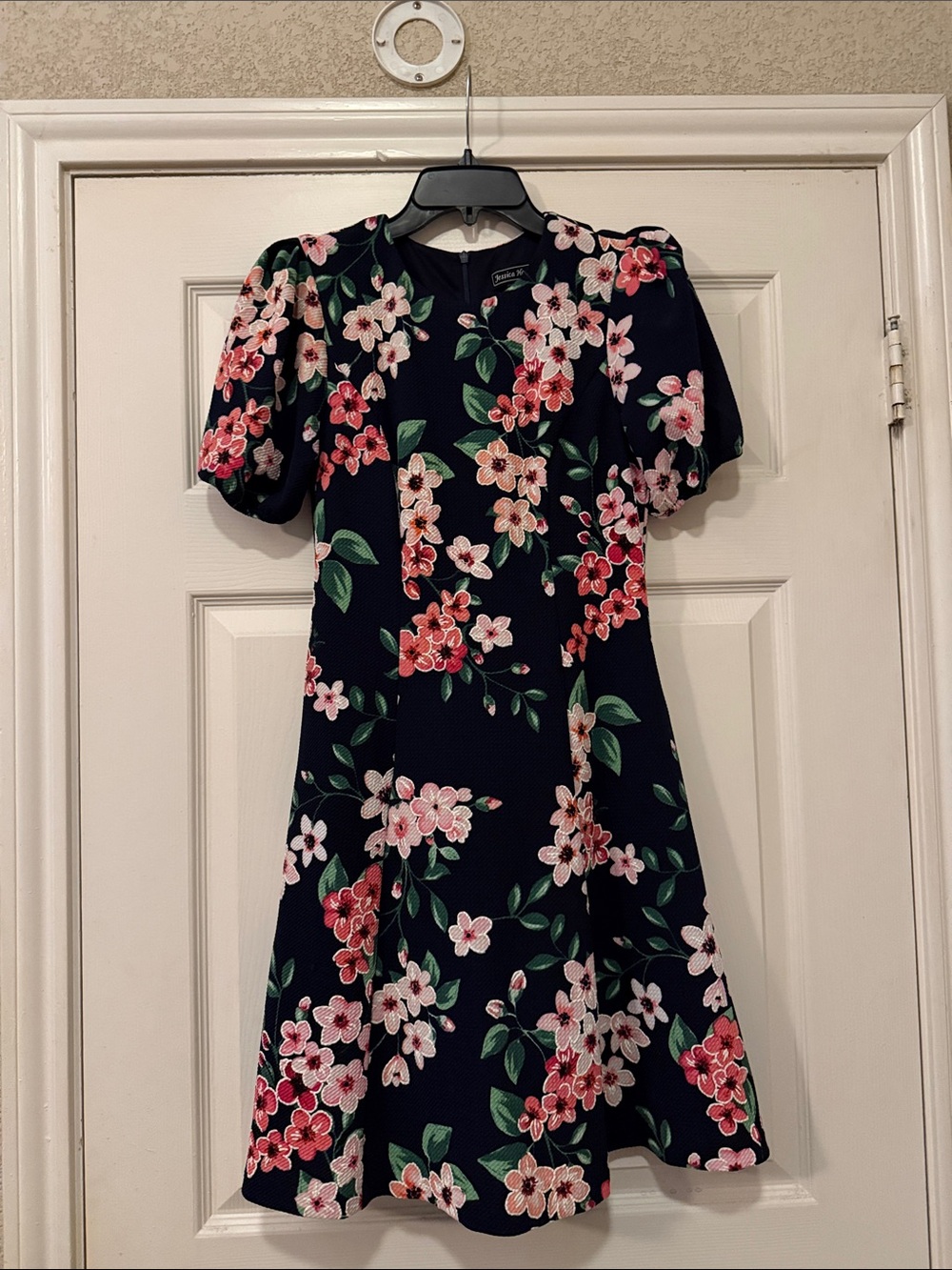 Jessica Howard Navy Floral Dress with Pink Blooms
